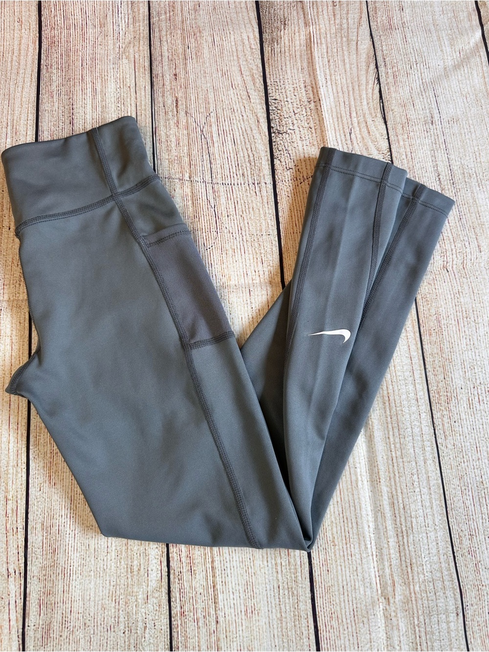 Nike Girls Dri-FIT High Rise Pocket Leggings Gray Size Small